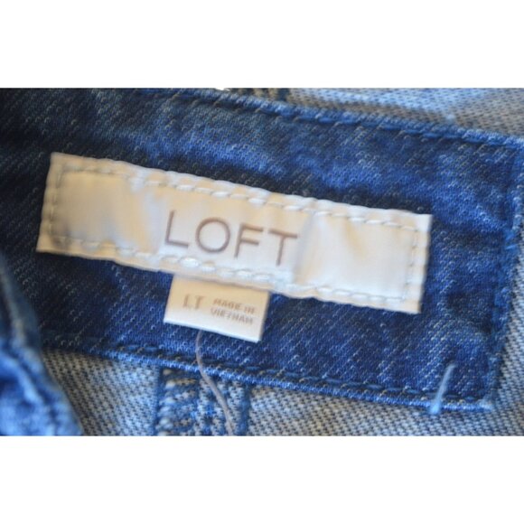 New Loft Denim Pocket Mini Dress Blue Women Size Large Tall Western Cowgirl Boho - Picture 7 of 10